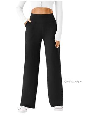 Wide Leg Yoga Pants High Waist Trousers with Pockets